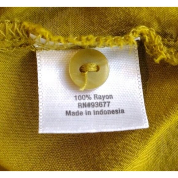 A New Approach Top Large Long Tab Sleeves Pockets Mustard Green - Picture 10 of 13